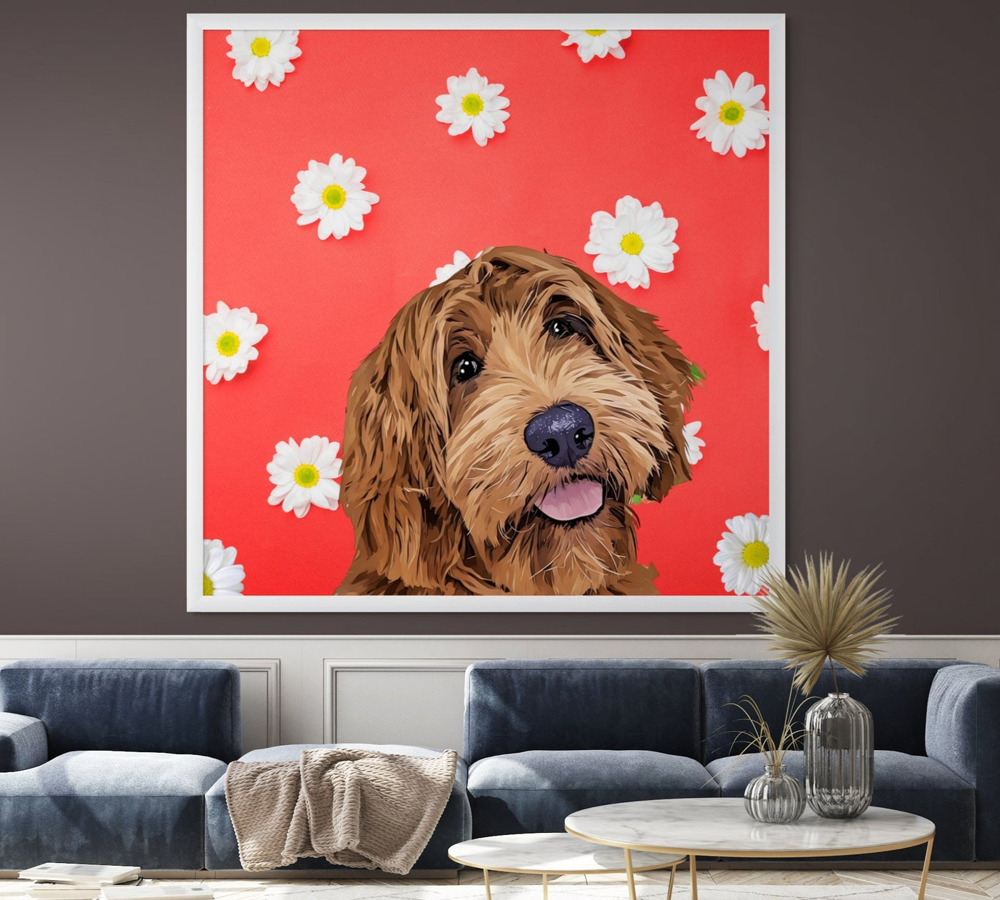 Absolutely Gorgeous  Colorful Daisy Flowers Canvas or Framed Canvas FREE DOG TOY WITH PURCHASE