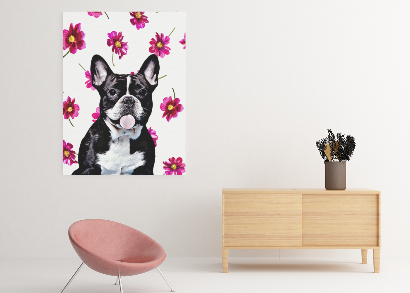 Astonishing Bright Floating Pink Flowers Canvas