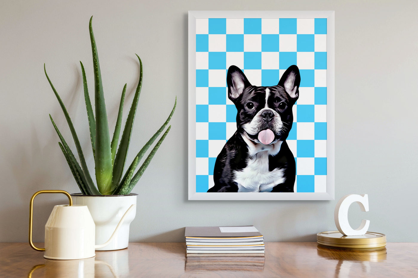 Blue Checkers Canvas