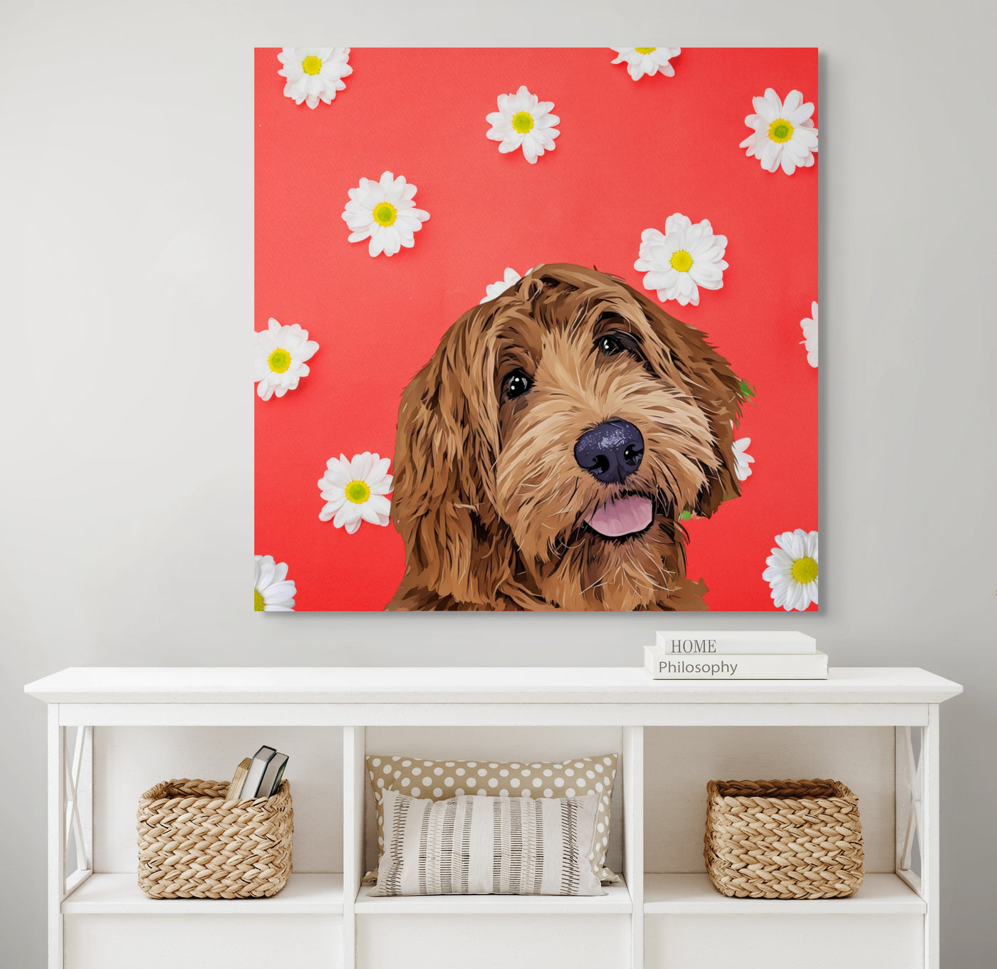 Absolutely Gorgeous  Colorful Daisy Flowers Canvas or Framed Canvas FREE DOG TOY WITH PURCHASE