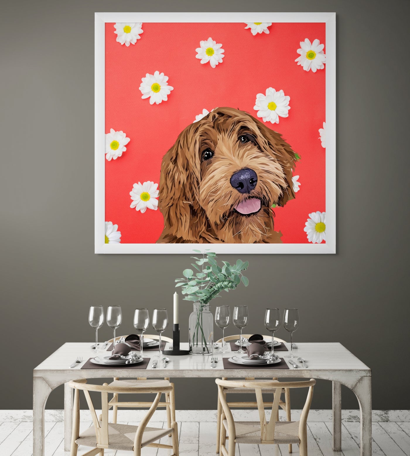 Absolutely Gorgeous  Colorful Daisy Flowers Canvas or Framed Canvas FREE DOG TOY WITH PURCHASE