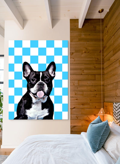 Blue Checkers Canvas